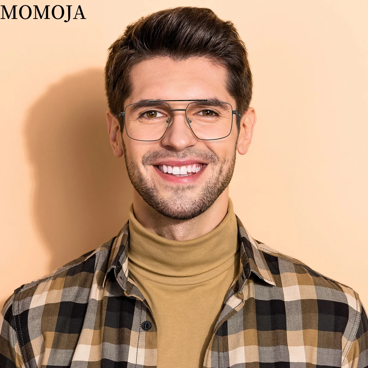 

MOMOJA Fashion Retro Comfortable Double Beam Alloy Glasses Frame Prescription Men's Large Size Trendy Optical Eyeglasses RS6924