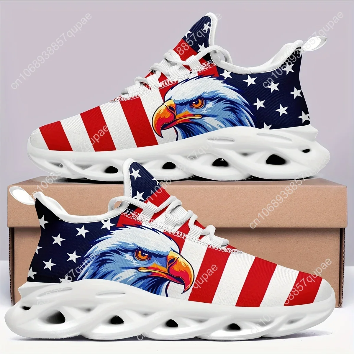 

Beautiful American Flag Eagle Flats Sneakers Mens Womens Sports Running Shoes High Quality DIY Sneaker Customization Shoes