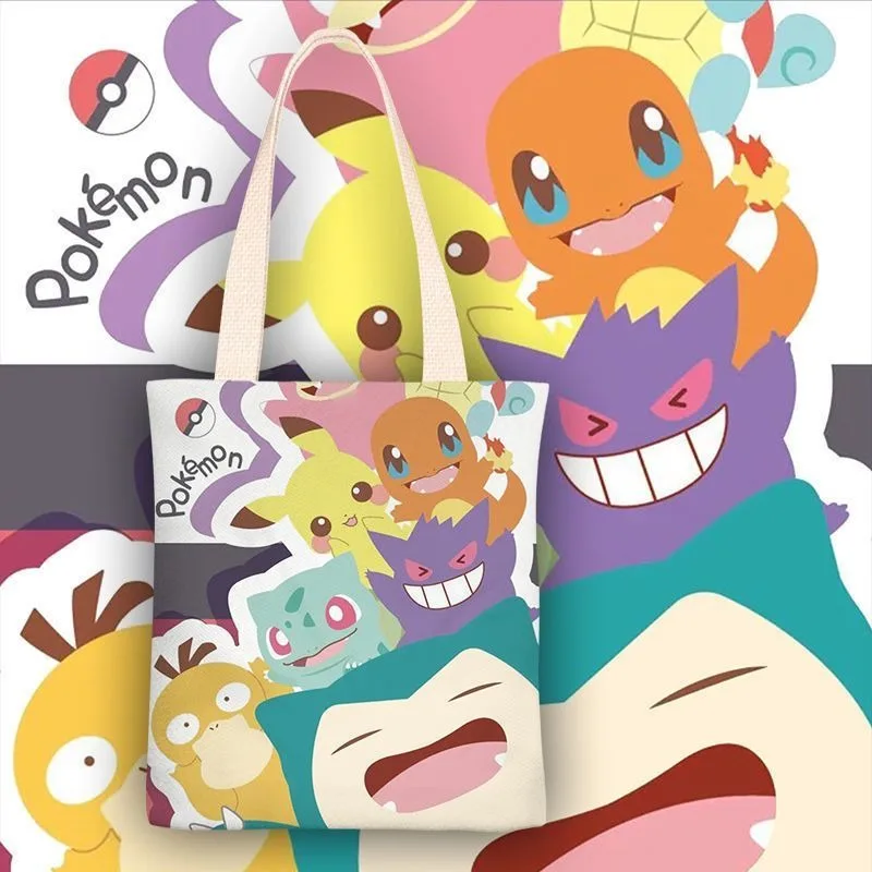 

Pokémon Handbag Creativity Fun Cartoon Cute Fashion Canvas Bag Minimalist Personality Storage Bag