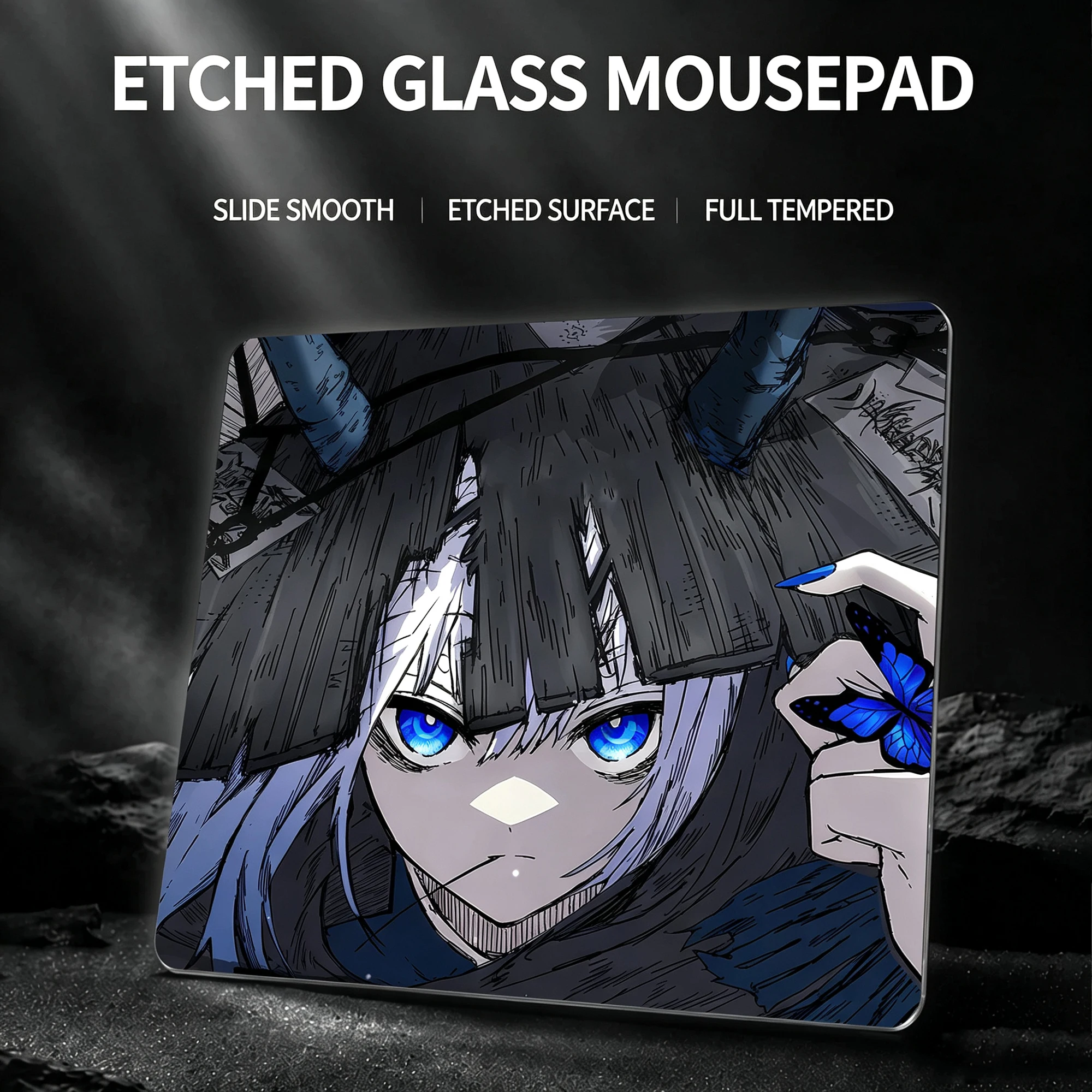 Micro Etched Glass Mouse Pad 450x400MM Speed Large Size E-sports Gaming Desk Pad Superhard Divinity Glass Mousepad Customized