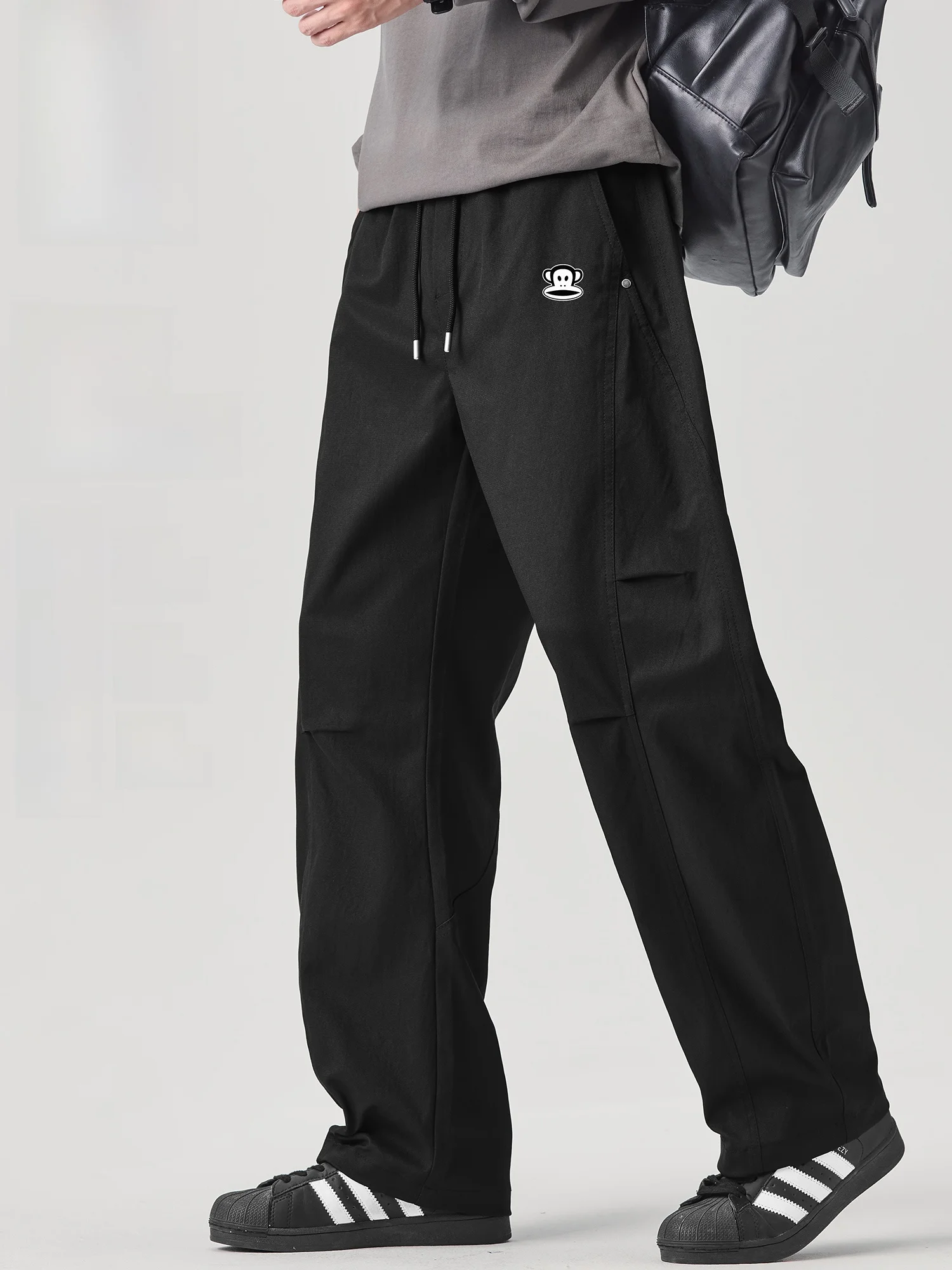 

PaulFrank Men's Straight Leg Casual Pants Dstring Loose Trousers Spring New Sle Casual Faion Pure Color Spring Summer