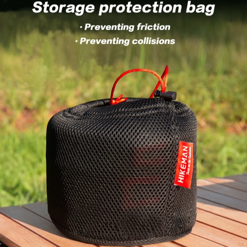 New Mesh Fabric Set Pot Storage Bag Ultra Light Portable Tableware Bag Breathable Drawstring Buckle Mesh Pouch Camping Tools