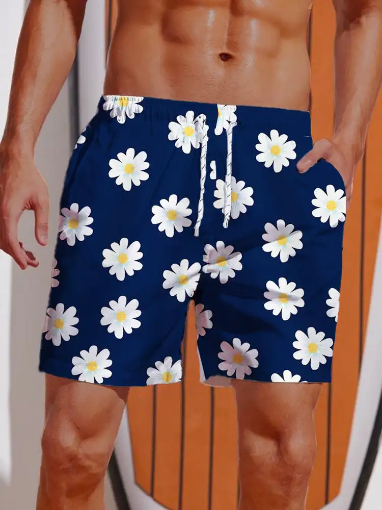 Pantalones cortos hawaianos con estampado 3D para hombre, bañadores informales con cordón, transpirables, para vacaciones, verano, 2024