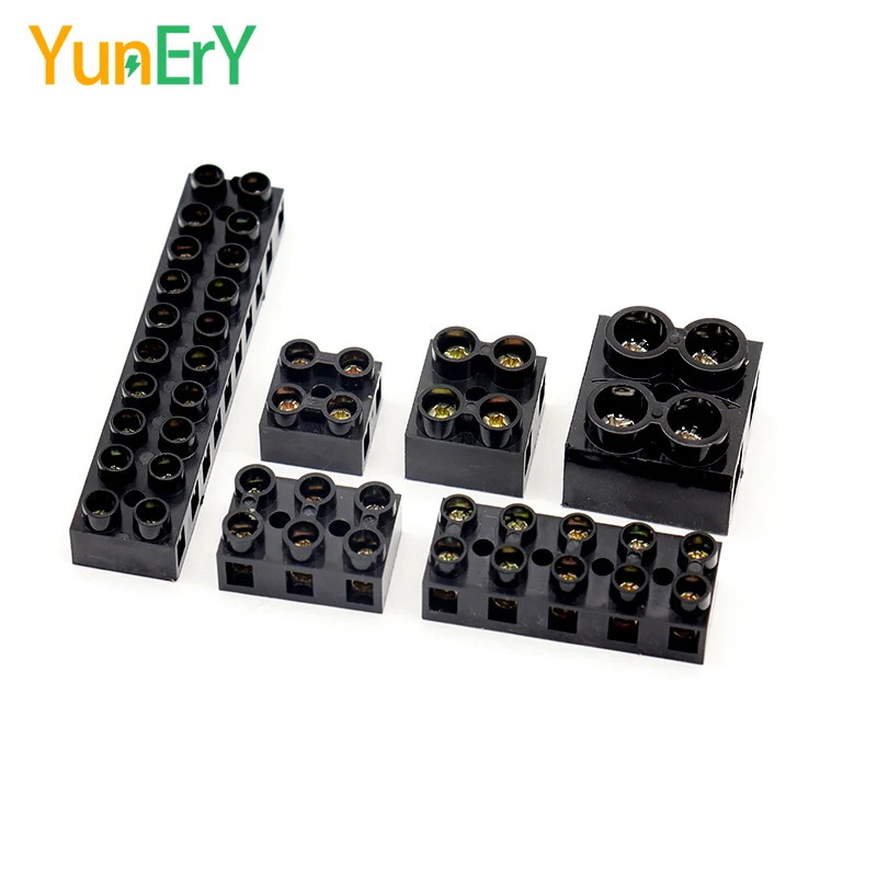 Wiring Connector JX5 Terminal Block 2/3/5/10 Holes 500V 10A 20A 60A Screw Docking Terminal Electrical Connector Brass 20-6 AWG