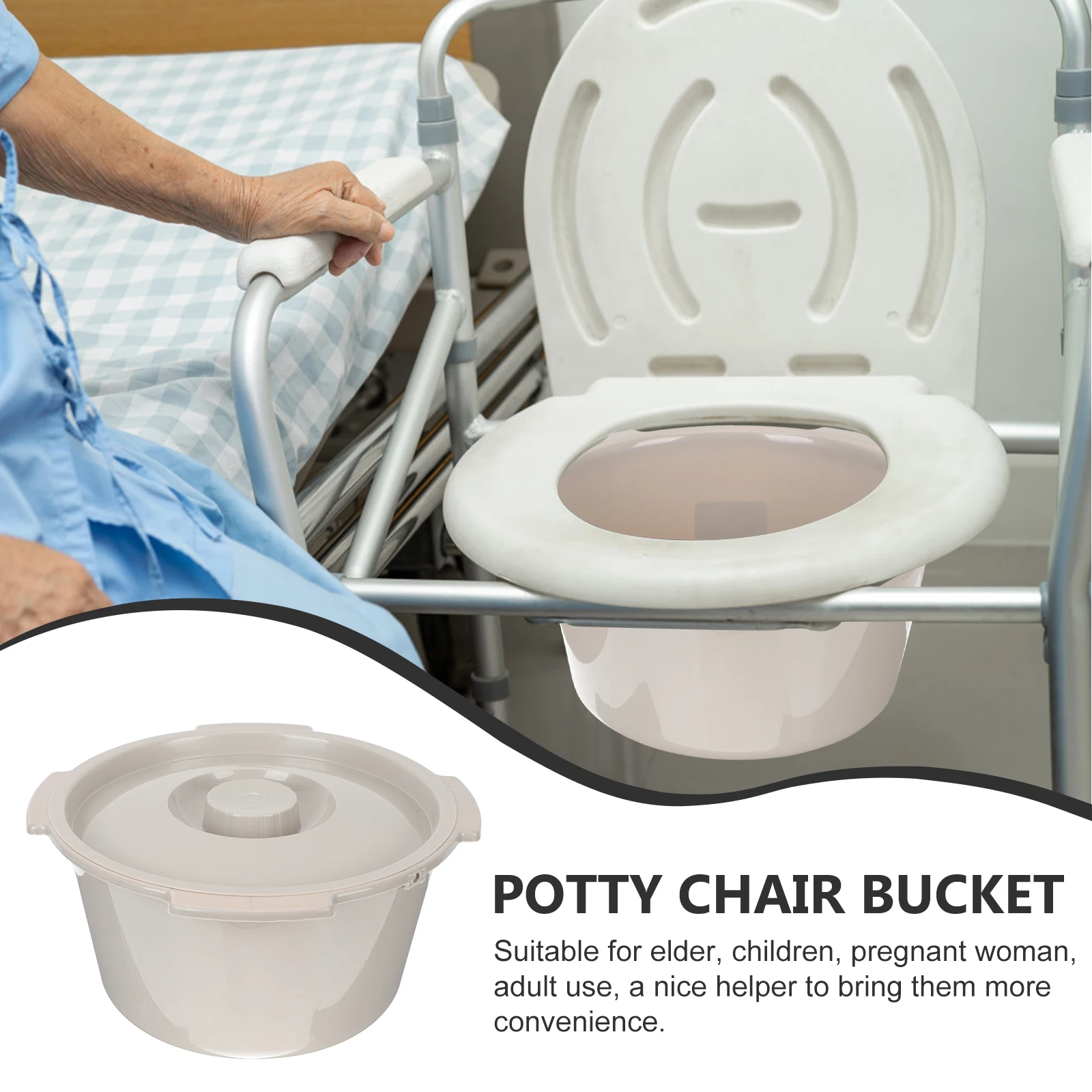 

Chamber Pot with Lid Elderly Pregnant Women Toilet Bucket Thick PP Plastic Portable Bedside Commode Pot for Household Bathroom