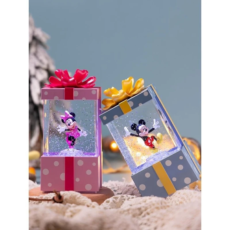 

Disney Mickey Minnie cartoon cute music box creative Kawaii for boys and girls rotating snow eight-tone desktop ornament gift