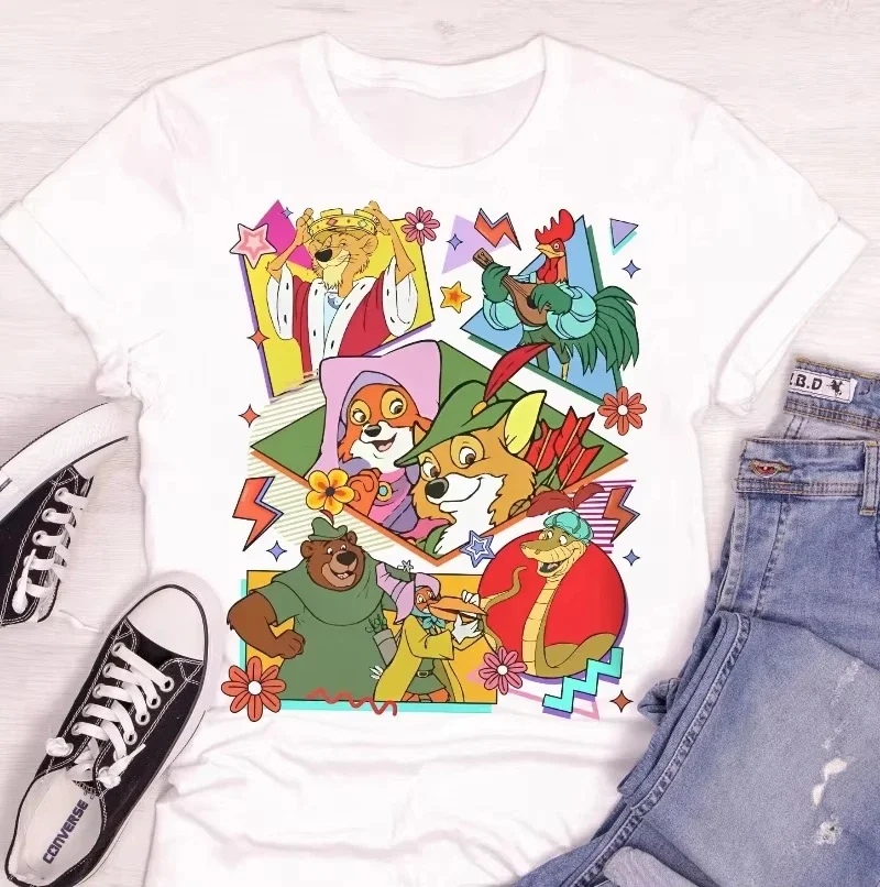 Camiseta Retro de personajes de Robin Hood de Disney, camiseta de Disney Sir Hiss Marian John, camiseta del Reino Mágico, ropa de mujer
