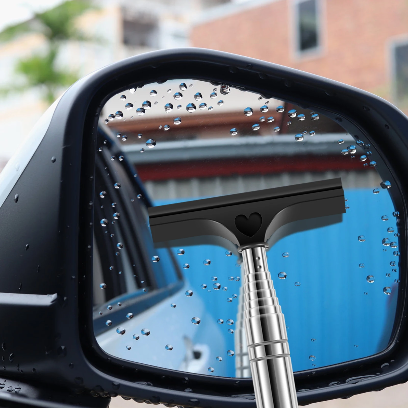 2Pcs Car Rearview Mirror Wiper Mini Squeegee Stainless Steel Telescopic Car Side Mirror Window Wash Cleaning Tool Handheld Wiper
