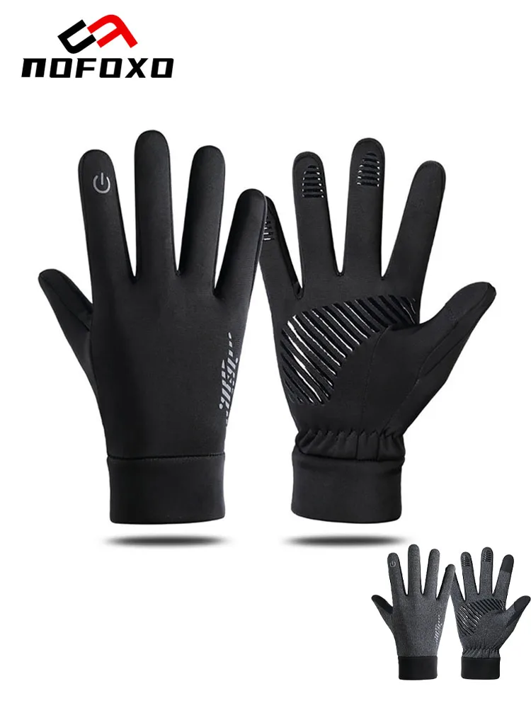 AliExpress nofoxo NOFOXO Thermal Wind proof Cycling Gloves Winter Warm Full Fingers Motorcycle Ski Touch Screen Fleece Gloves Outdoor Sports