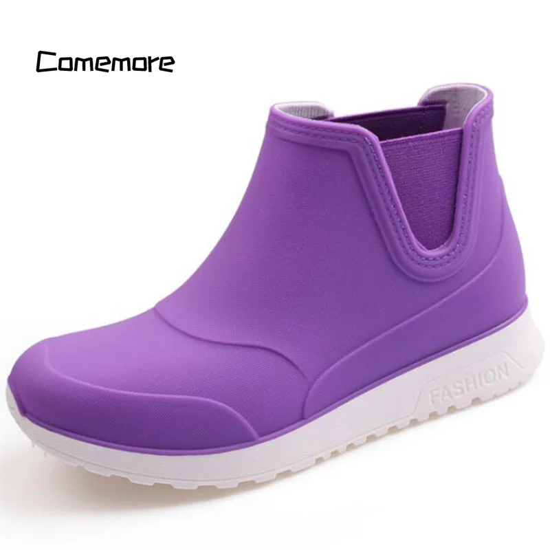 Comemore Women\'s Anti-skid Water Shoes Ankle Boot Women Leisure Fashion Waterproof Shoe Rubber Booties Summer Rain Boots Zapatos