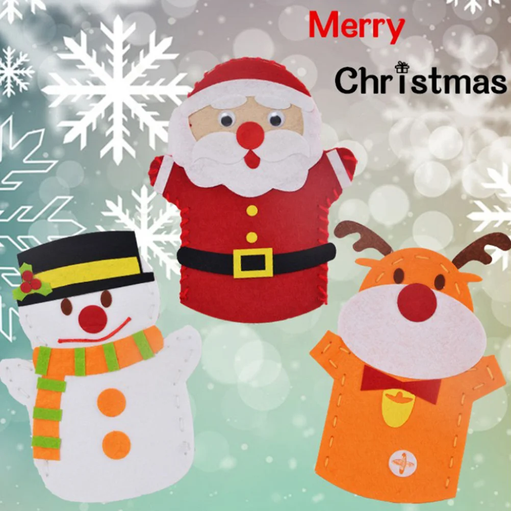 Kit fai da te in tessuto da 3 pezzi Materiali artigianali per bambini Forniture d'arte natalizia Decorazione per feste Set di materiali fai da te natalizi