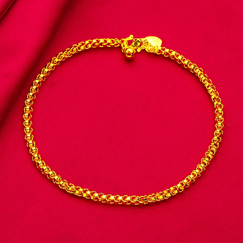 Women's 24K Gold AU999 Fashion Flat Anklet - Exquisite chain & clasp, light texture, for long dresses & slippers