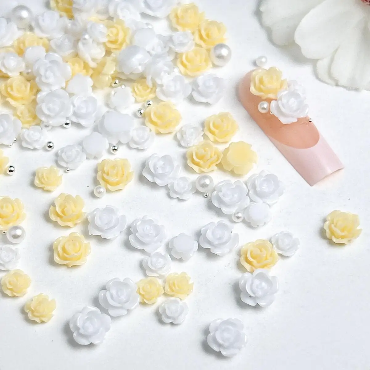 1 حقيبة متعددة الألوان روز كاميليا مختلط مسمار الفن سحر صغير اللؤلؤ الاصطناعي الصلب الكرة الحد الأدنى أزهار مسمار الزينة DIY بها بنفسك #6