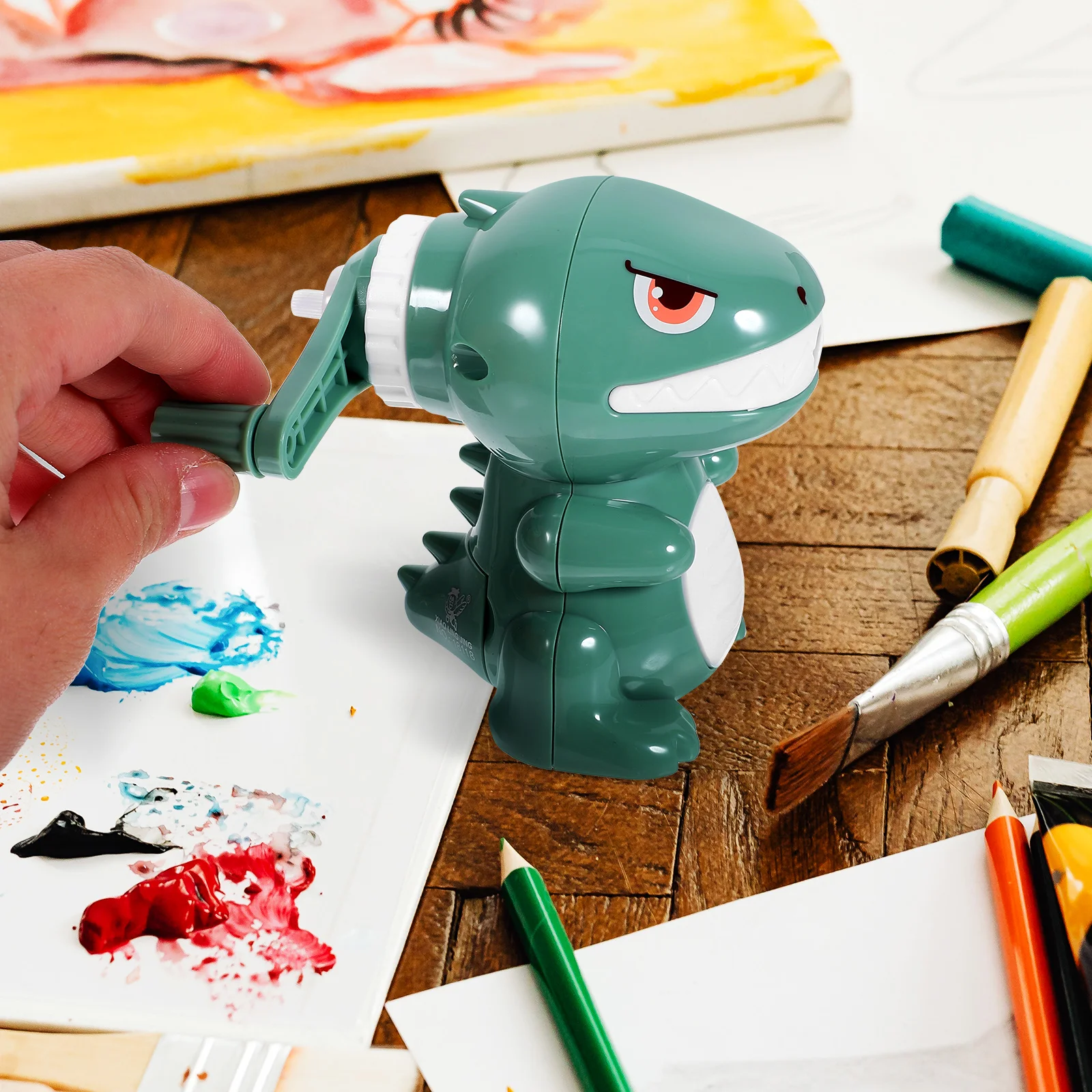 Light Manual Pencil Sharpener Child Dinosaur Shaped Metal Crank Sharpeners Cute