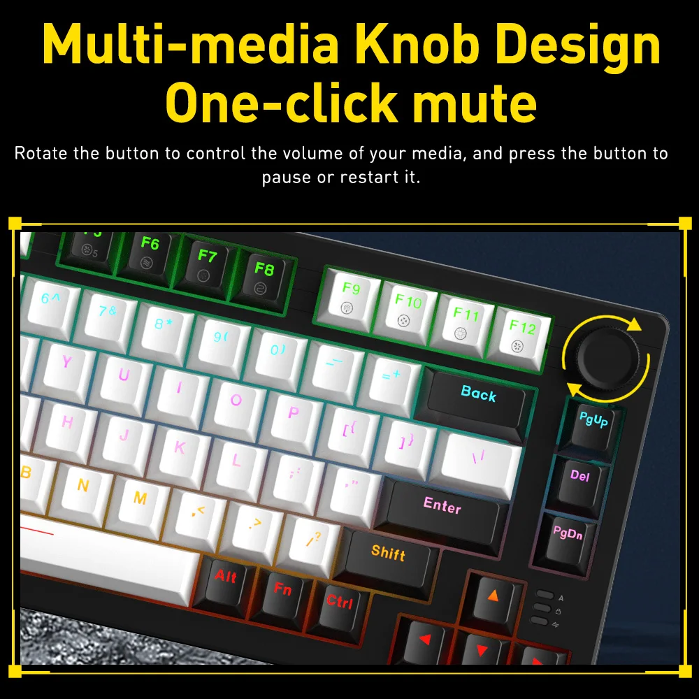 DAREU Wired Gasket Mechanical Keyboard N-Key Rollover Anti-ghosting Rainbow Backlight Dream switch with Multi Media Button