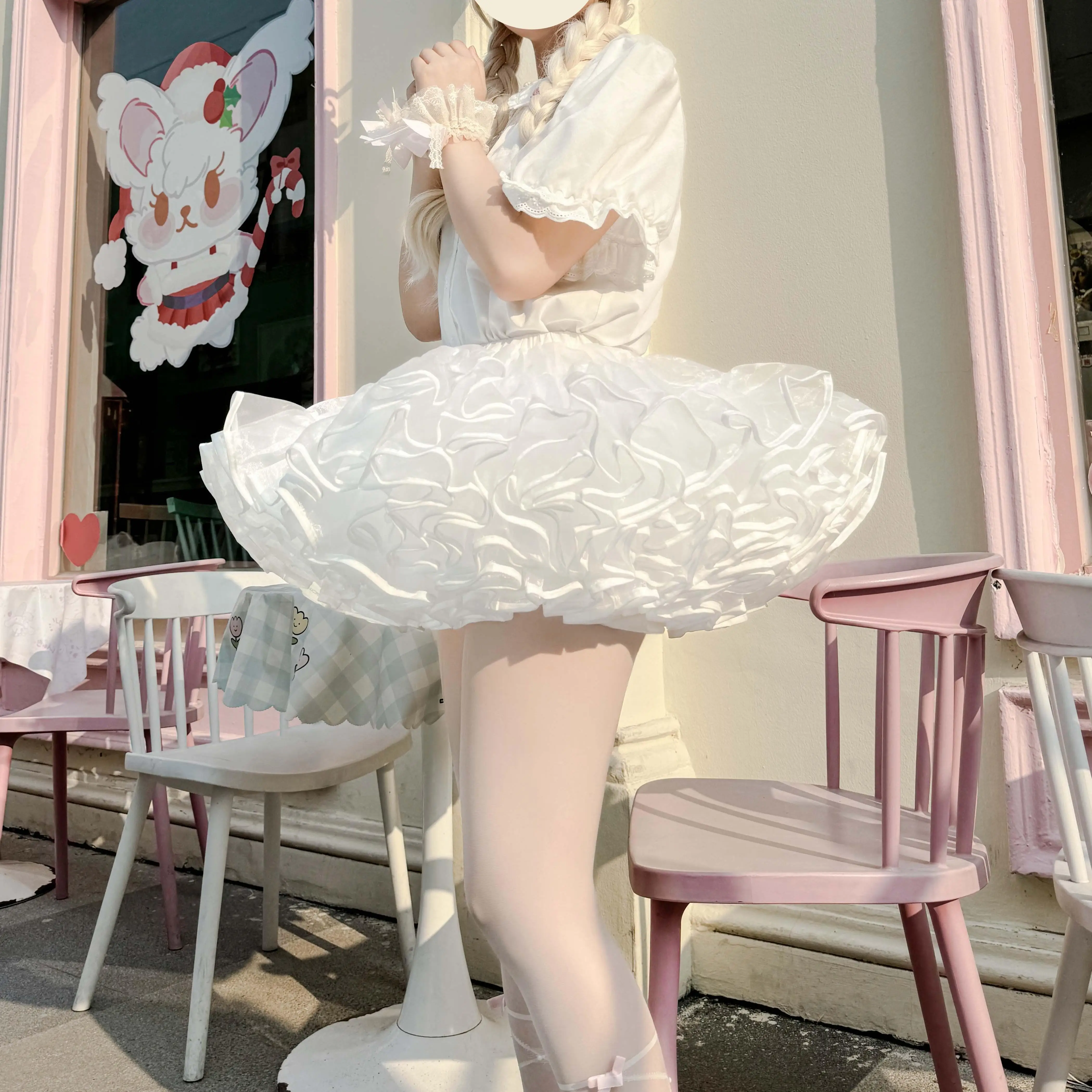 Violent Boneless Duck Butt Dog Short Lolita Half Skirt Umbrella Four Seasons Universal Pierrot Style Middle Waist Puffy Skirt