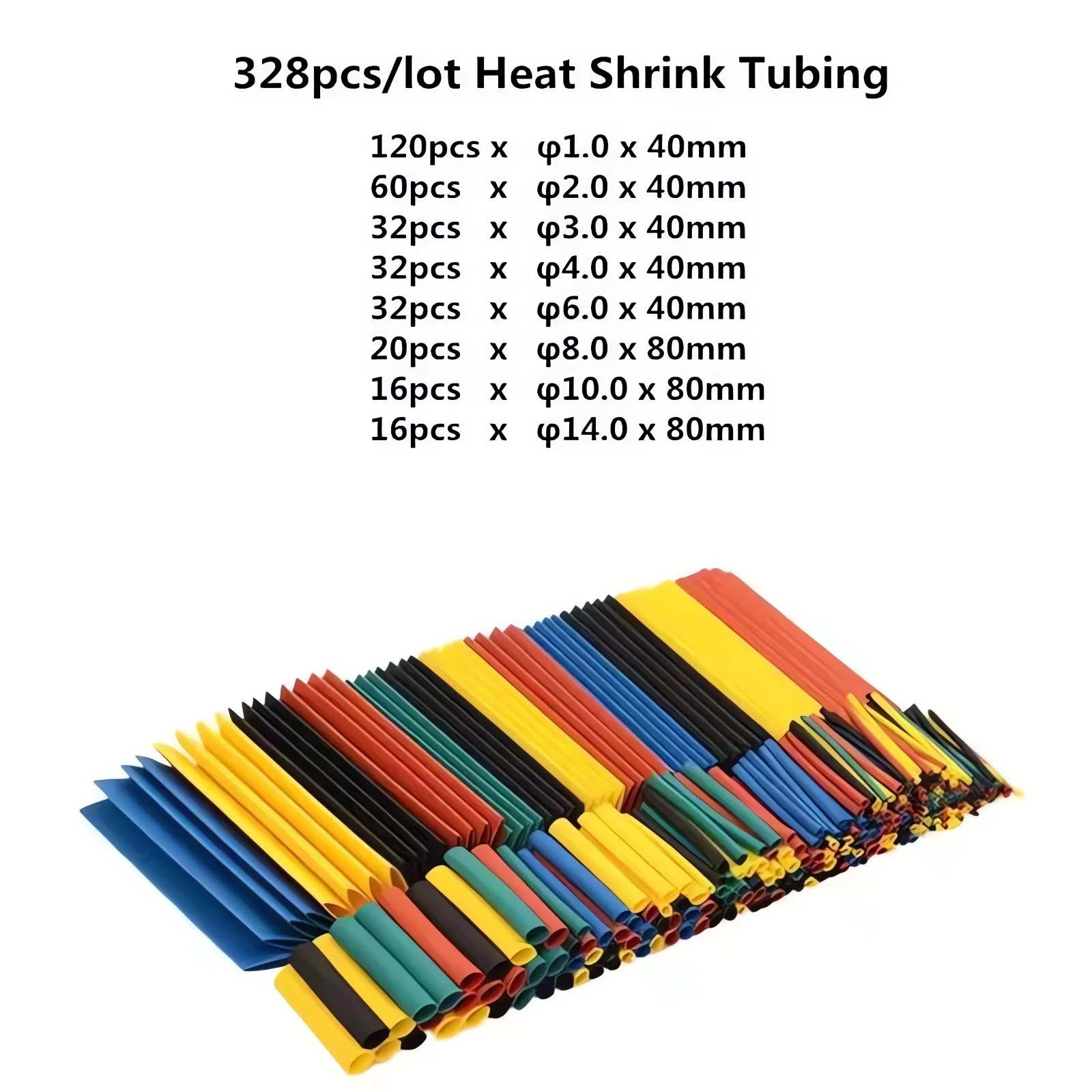 Heat Shrink Tubing Kit 2:1 Electric Insulation Heat Shrink Tube Kit 8 Sizes Assortment Shrinking Tube Wrap Cable Sleeve 5 Colors