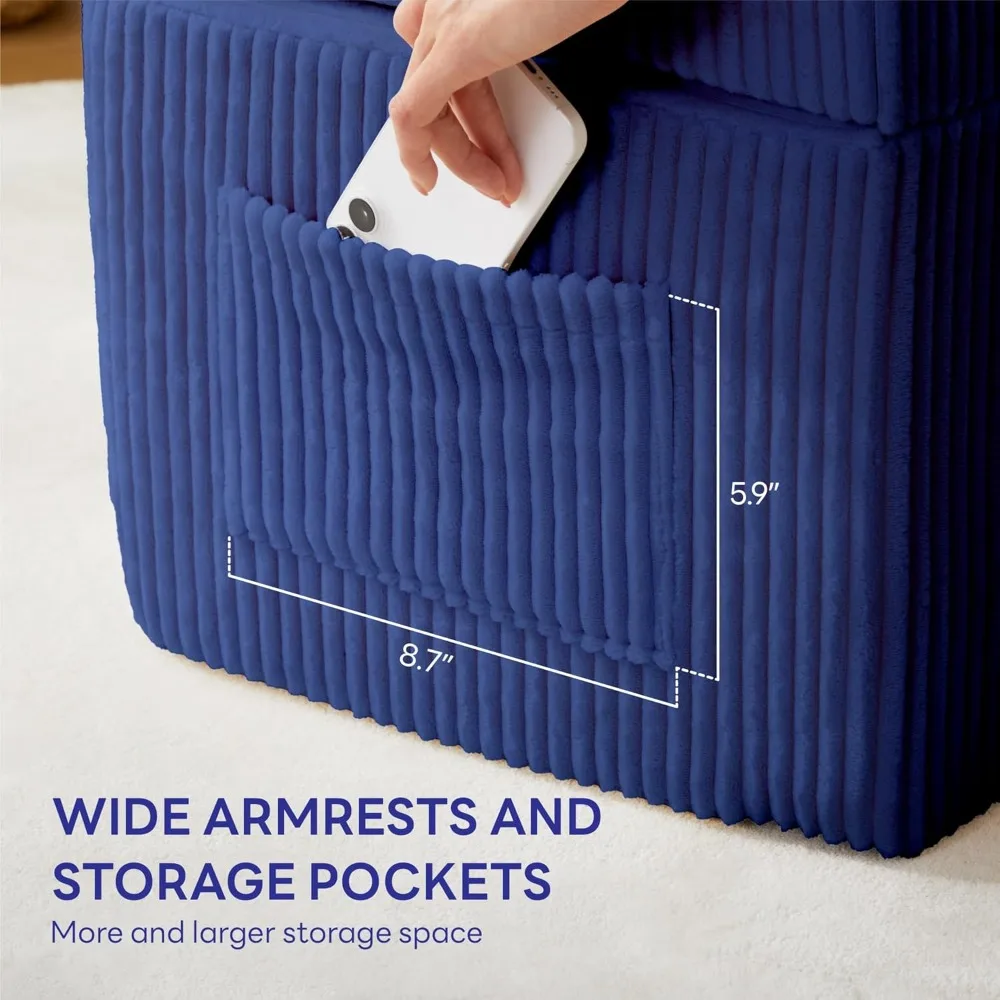 كرسي نوم 3 في 1 قابل للتحويل مع مسند للذراعين ودعم للظهر، وسرير أريكة قابل للطي، وأريكة فوتون أرضية، مرتبة قابلة للطي، وأريكة كسولة