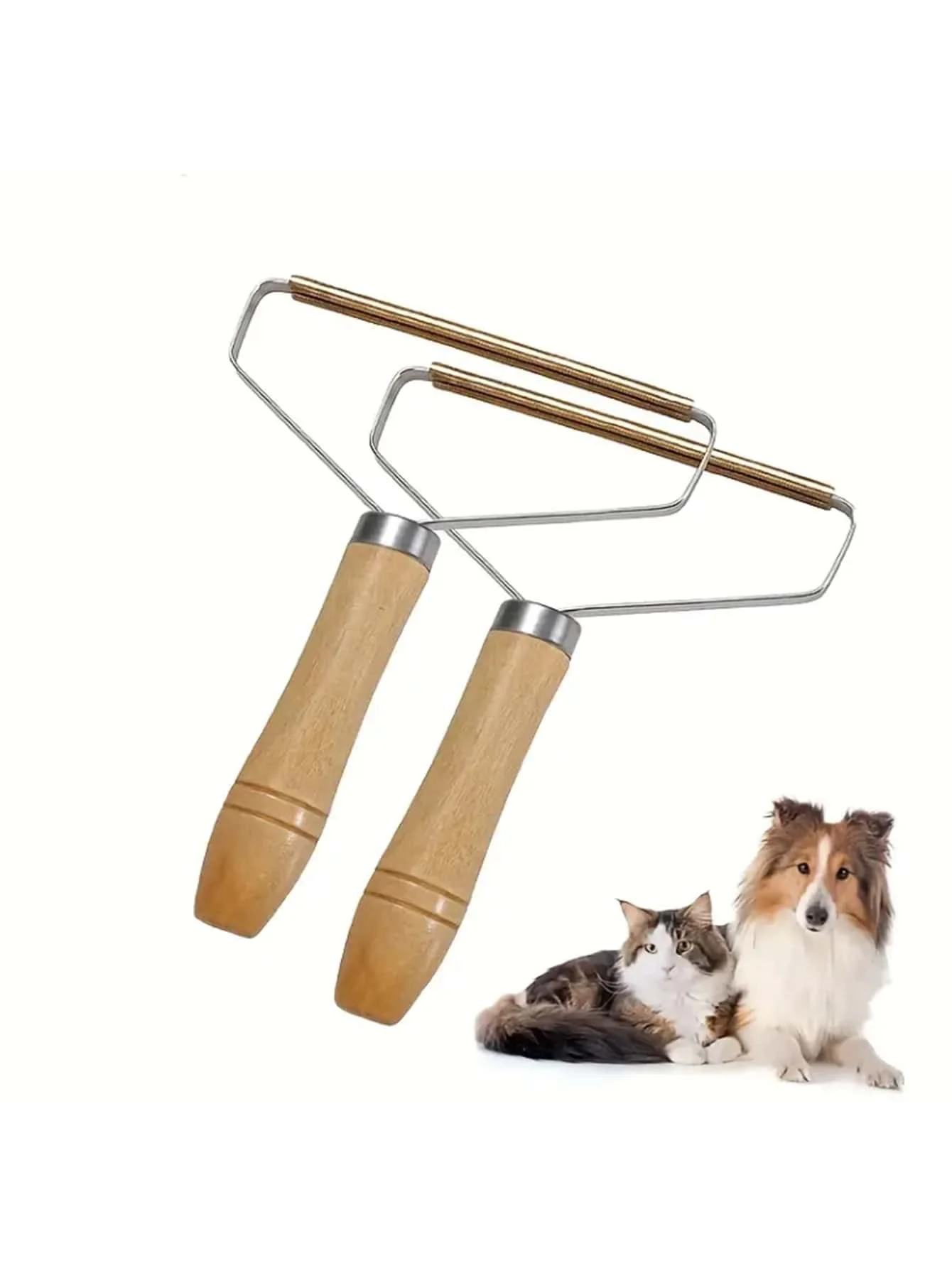 

1pc Hair Scraper, Manual Cashmere Coat Sweater Hair Removal Tool With Wooden Handle ,Dog And Cat Pet Hair Remover