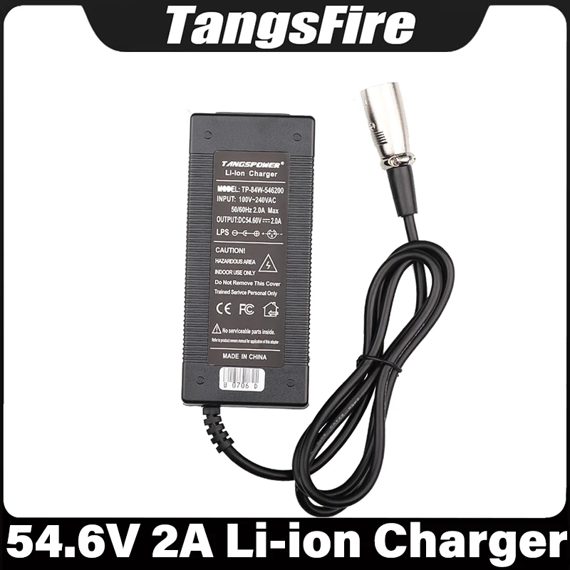 54.6V 2A Li-ion Battery Charger 13Series For 48V Electric Bicycle Lithium Battery Pack Charger XLR High Quality Power Adapter