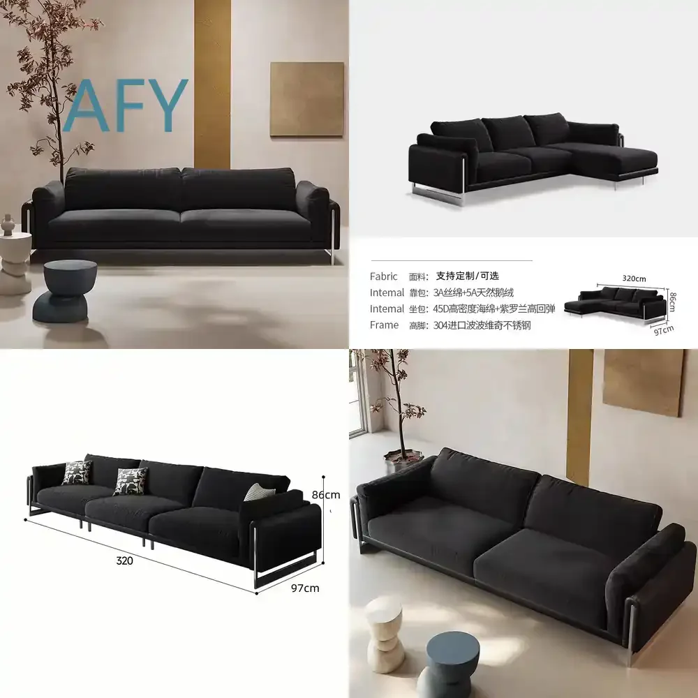 Designer Compact Living Room Fabric Sofa with Starlight Pattern Removable Washable High Leg Straight Sectional Sofa for Small
