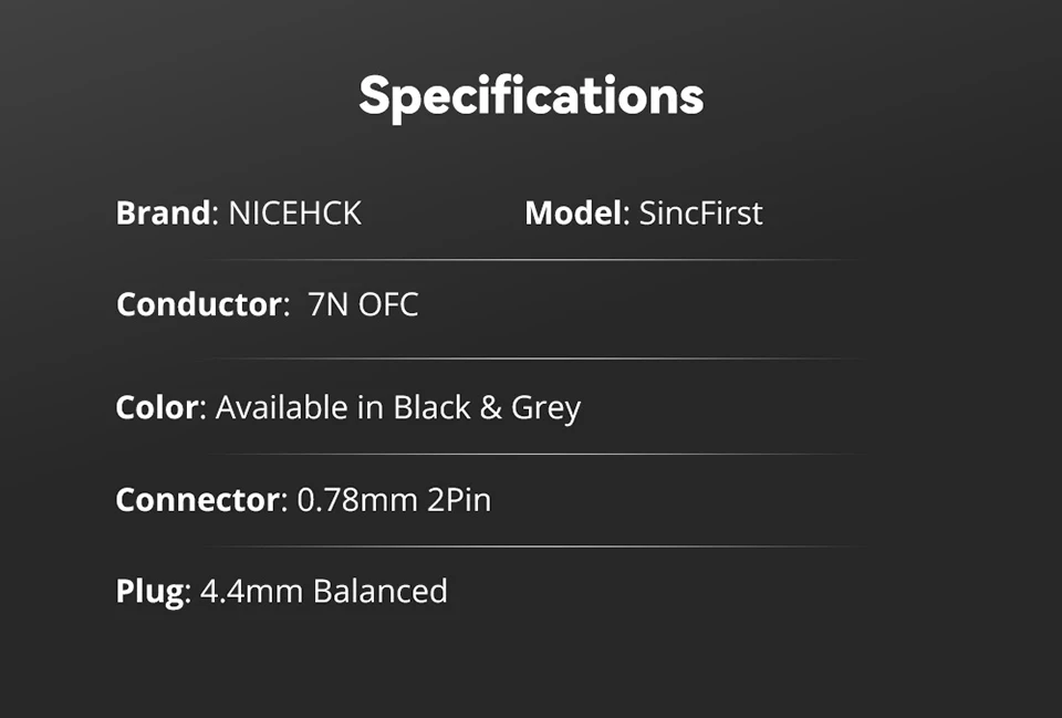 NICEHCK SincFirst HiFi Upgrade-Kabel 7N OFC IEM Kopfhörerkabel 4,4mm 2-Pin für DB2 Tears Conch SODA Starfield 2 WAN ER SG – Detail 6