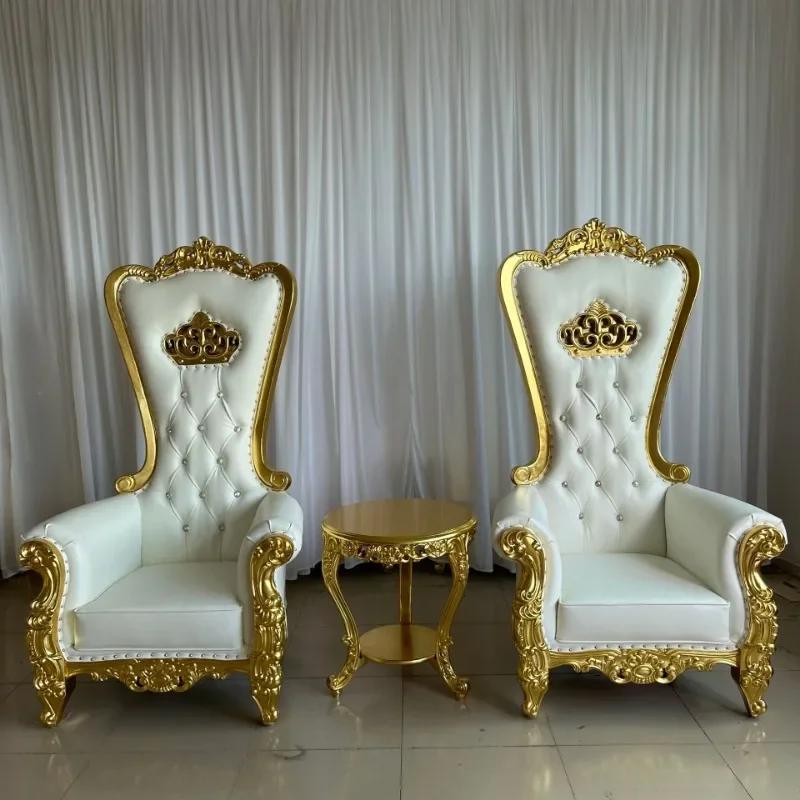 Customized factory direct sales hotel bright gold high back king seat clubhouse wedding sofa chair