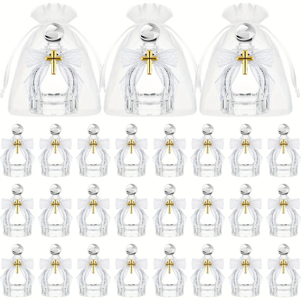 

Holy Water Bottles Catholic Bulk Glass Baptism Favors for Guests Christian Water Container with Cross Organza Bags Lace Bow Rope for Holy Communion Gifts Church Wedding Baptism Favors(White, 24 Set), Religious Ceremony, Sacred Keepsake, Fine