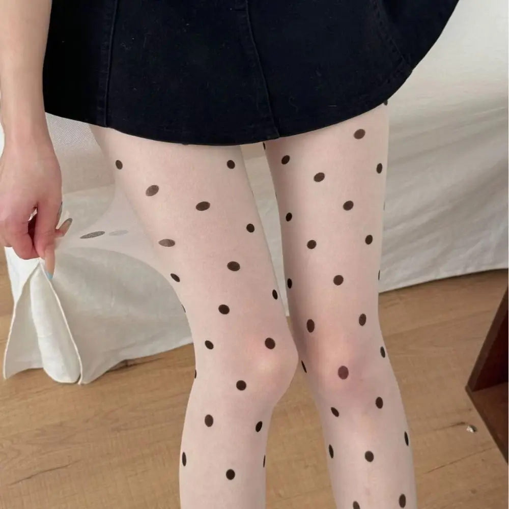 مثير عالية الخصر البولكا نقطة جوارب الحرير مطاطا Y2K نقطة شير الجوارب رقيقة الفخذ العليا جوارب النساء الملابس الداخلية