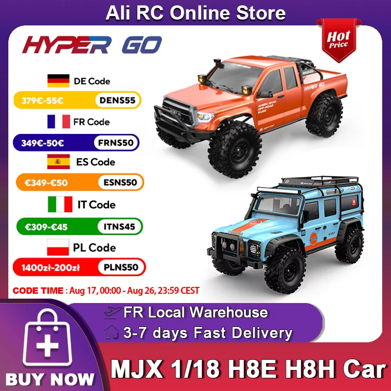 MJX Hyper GO H8E H8H 1/8 Auto RC Brushless RTR 4WD 25km/h Fuoristrada per Arrampicata, Modello Elettrico Telecomandato, Giocattolo Regalo di Compleanno per Bambini e Adulti
