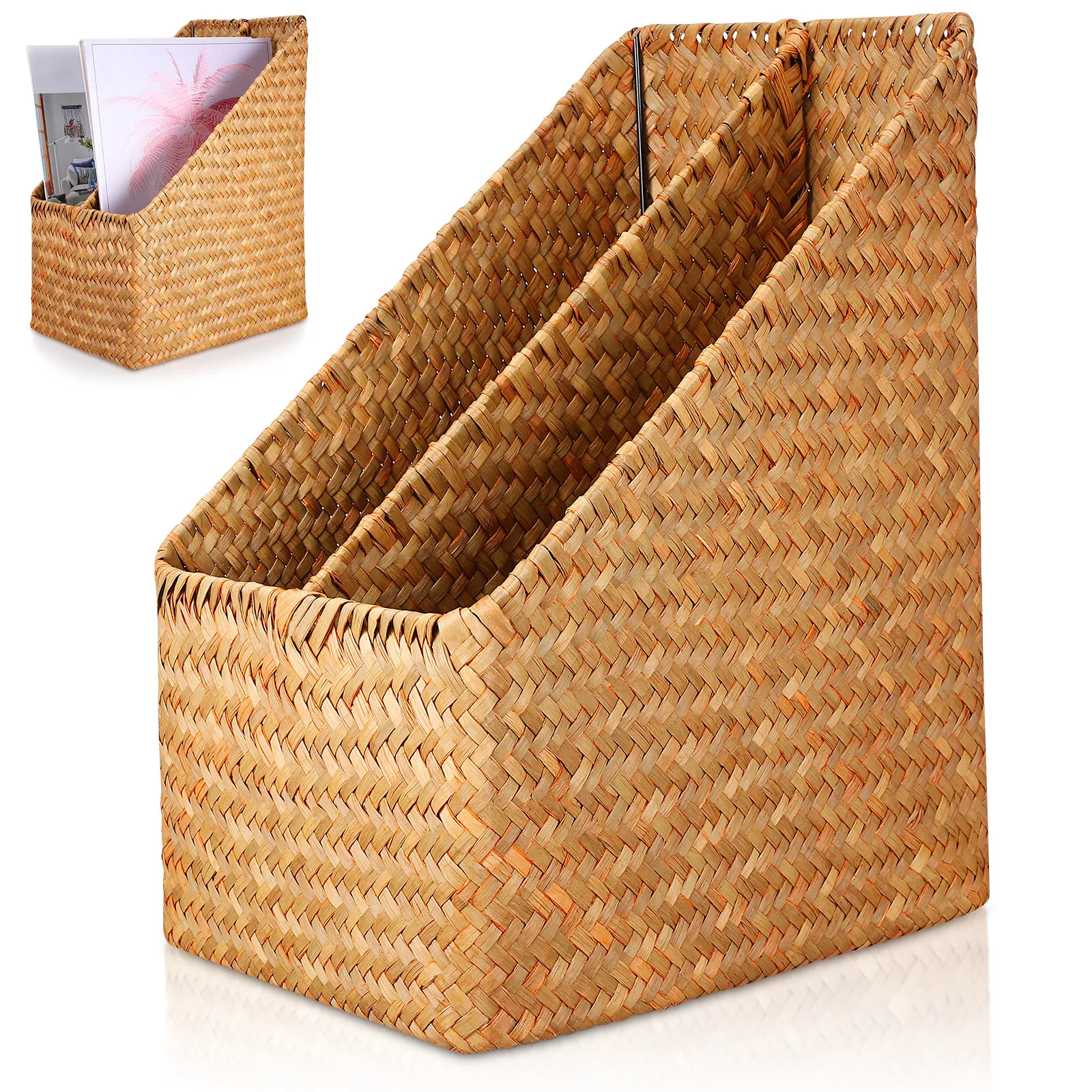 

Настольная подставка для документов с прочной плетеной корзиной для хранения файлов, для офиса и кабинета, для аккуратного хранения книг, бумаг и папок