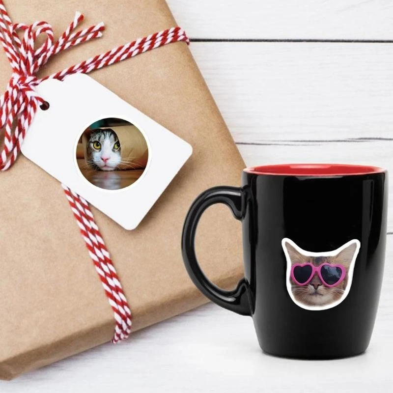 

50Pcs Cats Expression Sticker Kids Sticker Motivational Sticker for Rewarding for Planner Journals Tablet Skateboard