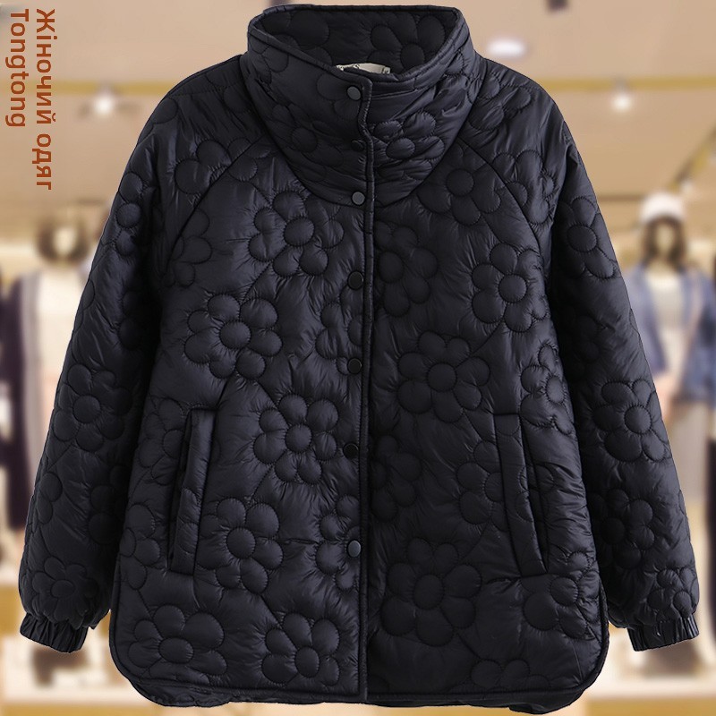 plus Size down Cotton Jaet Lightweight Faionable Autumn Winter Coat for Middle-Aged And ly Women Casual High Collar