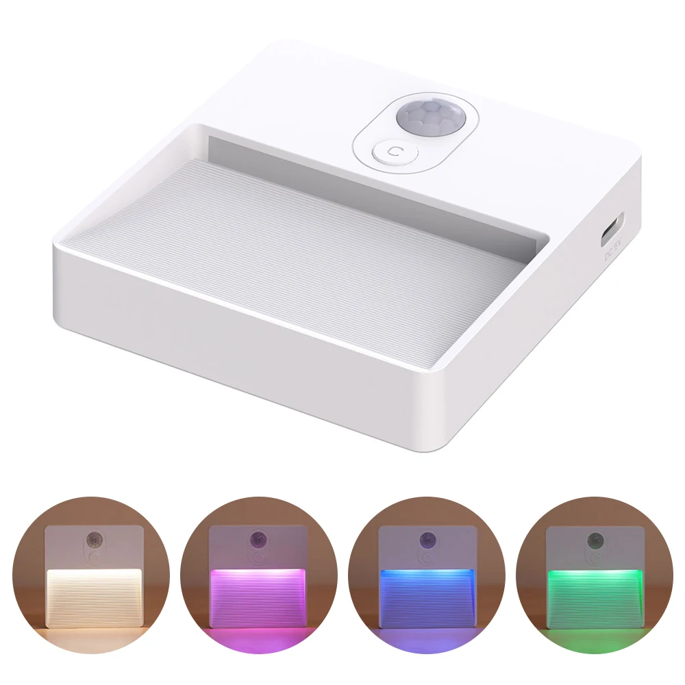 

Motion Sensor Led Light Usb Charging Square Lamp Four Color Magnetic Induction Night Light for Bedroom Kitchen Stair Hallway