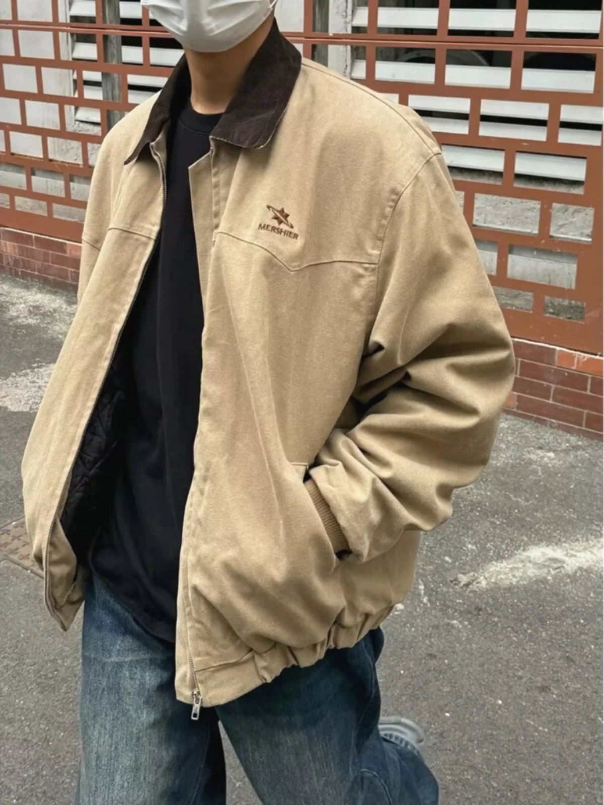 

Мужская куртка-пилот из чистого хлопка в американском уличном стиле, высококачественная, повседневная, универсальная, в бейсбольном стиле, модная