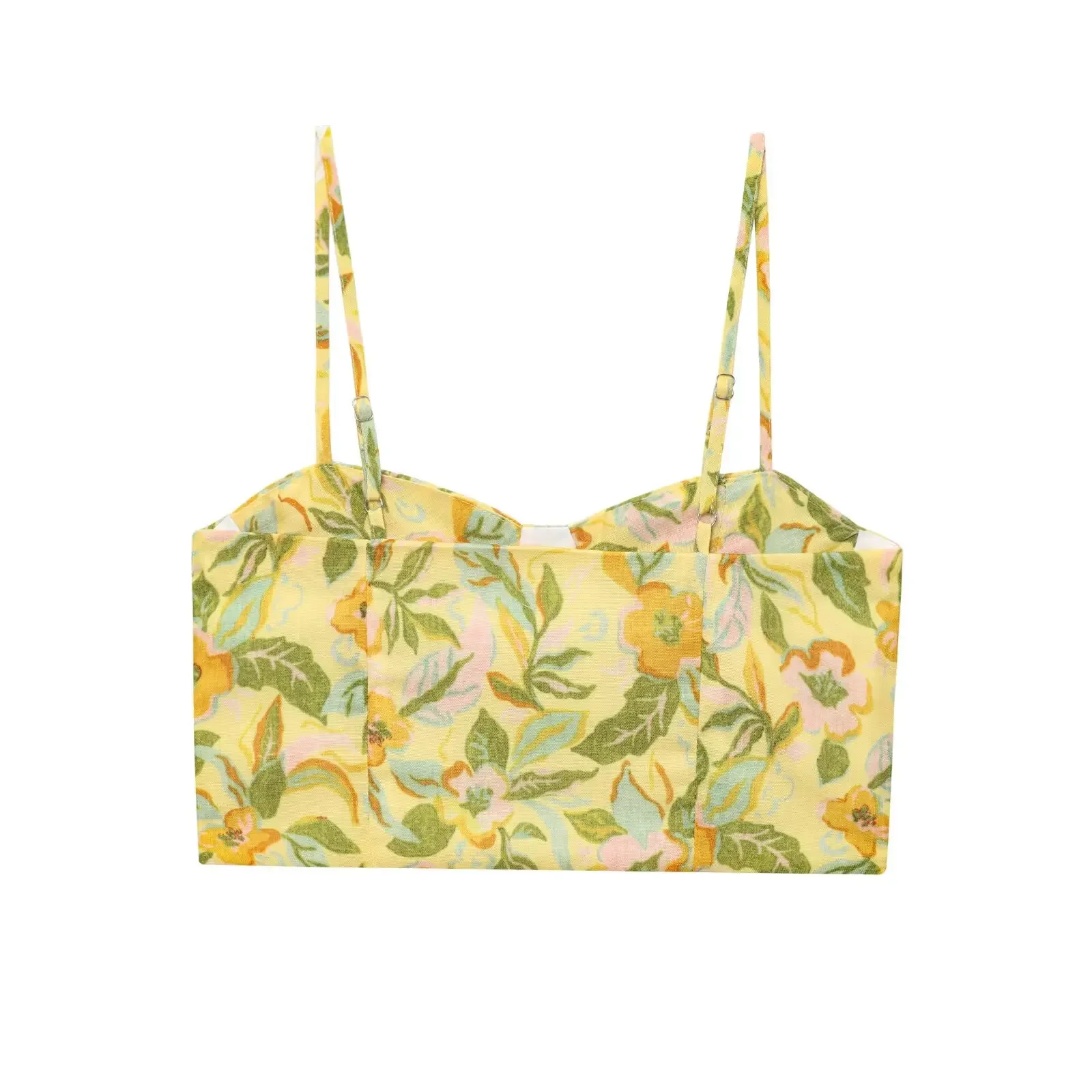 Dames Nieuw Casual Strand Vakantiestijl A-lijn Roksets Sexy Crop Sling Hemdje Bloemenprint Tweedelige set 8351039