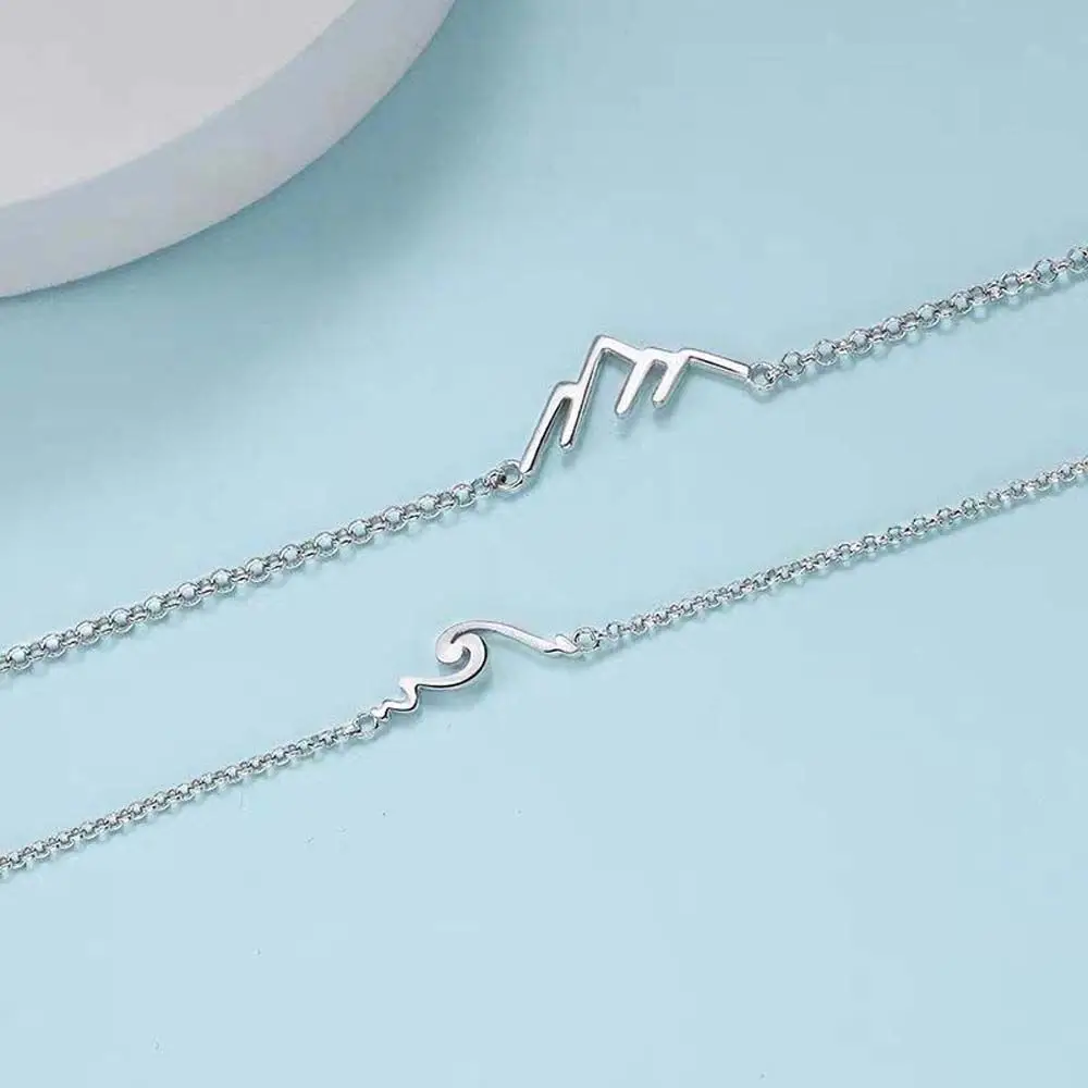 Personality Copper Wave mountain Sea Boyfriend Gift Girl Female Hand Chain Women Bracelets Couple Bracelets Men Bracelets