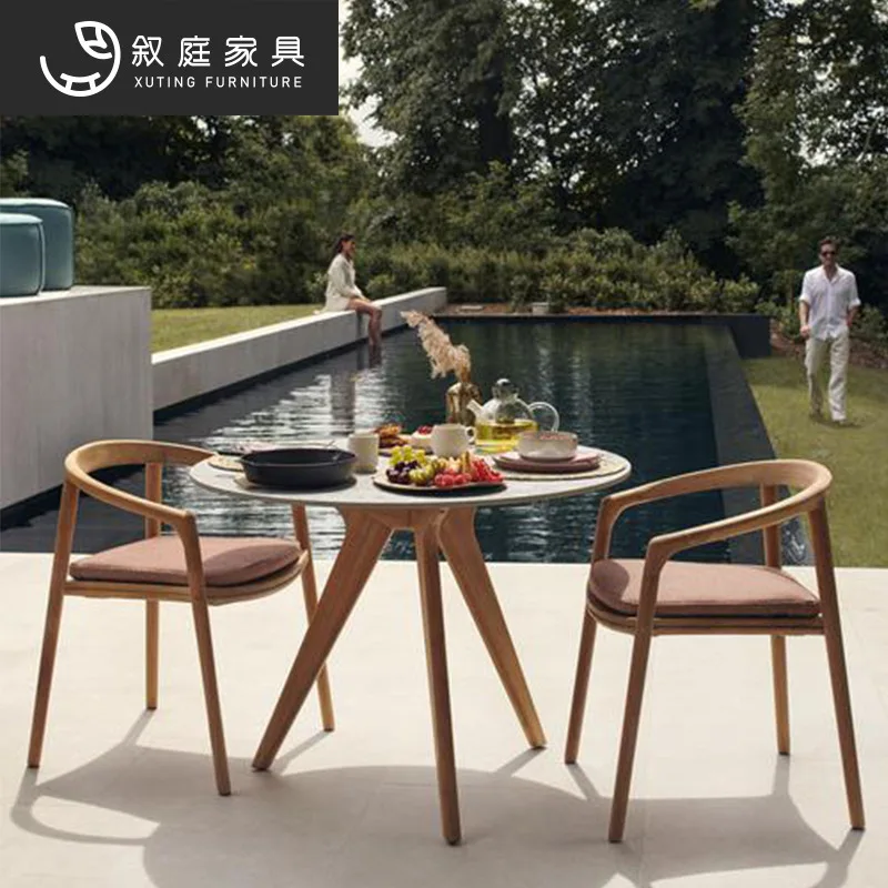 

Outdoor simple leisure tables and chairs courtyard preservative wood garden open-air balcony cafe outdoor terrace scenic spot fu