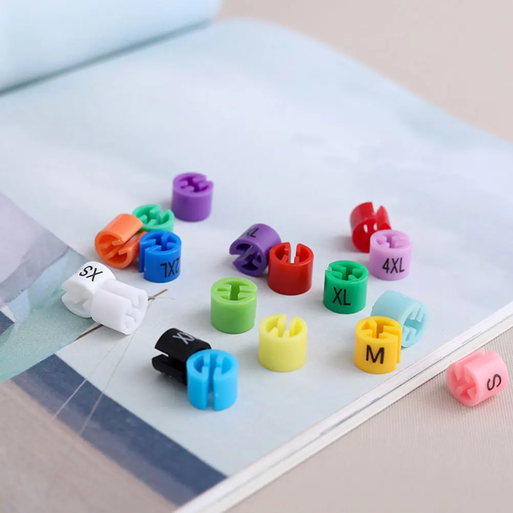 

450 Pcs Size Buckle Clips Plastic Garment Marker Tags Double Sided Hangers Coding Hanger Size Marker Rack XXS 4XL Storage