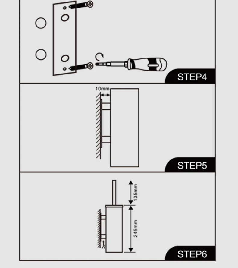 Toilet Brush High Quality Wall Mounted 304 Stainless Steel Cleaning Tools No Drill Bathroom Accessories WB8713