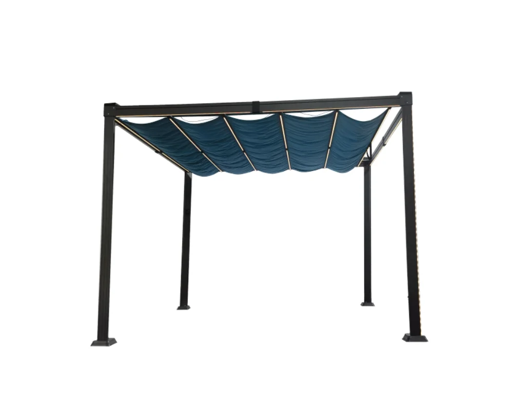 Outdoor Patio Cover Movable Pavilion Terrace Solar Pergola Louvre Roof Canopy