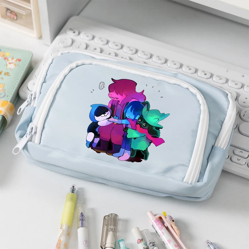 Deltaruned Pencil Case Gaming Themed Print Pen Pouch Anime Cartoon Student Portable Stationery Storage Bags Back To School Gifts