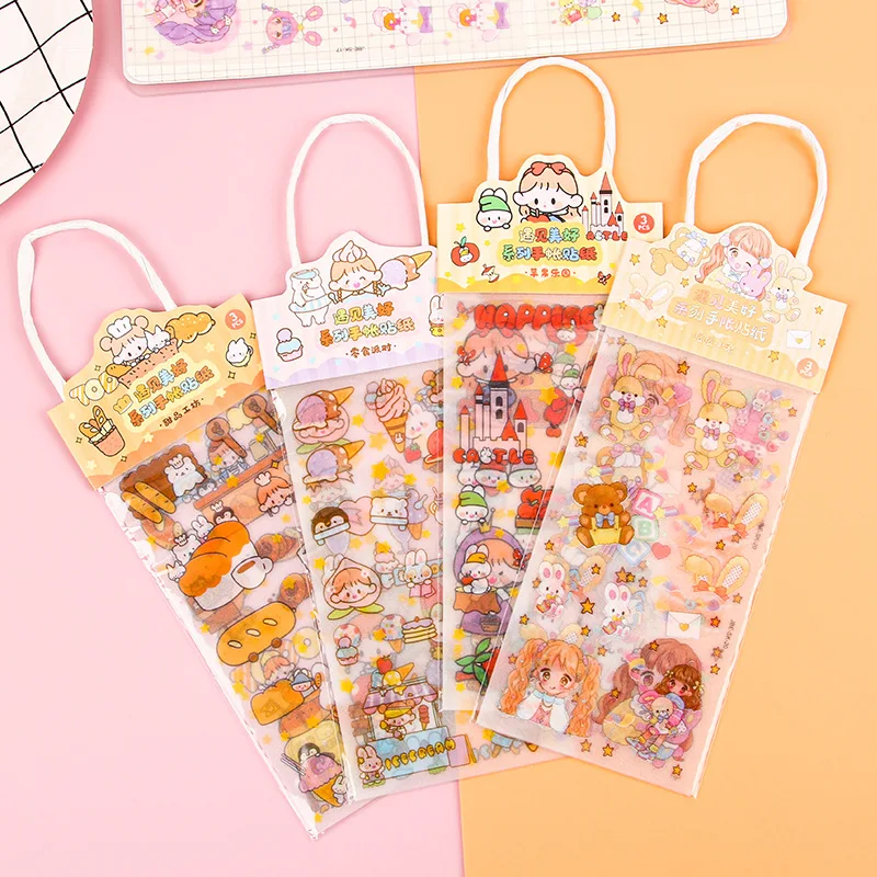 Creative Ins Wind Hand Account Stickers PET Cartoon Non Repetitive Decorative Stickers Cute Children's Gifts Gooka Sticker Pack