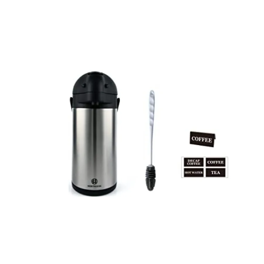 

Stainless Steel Thermal Carafe Airpot - Large Beverage Dispenser Triple Wall Thermos Vacuum Insulated Keeping Hot Coffee, Tea,