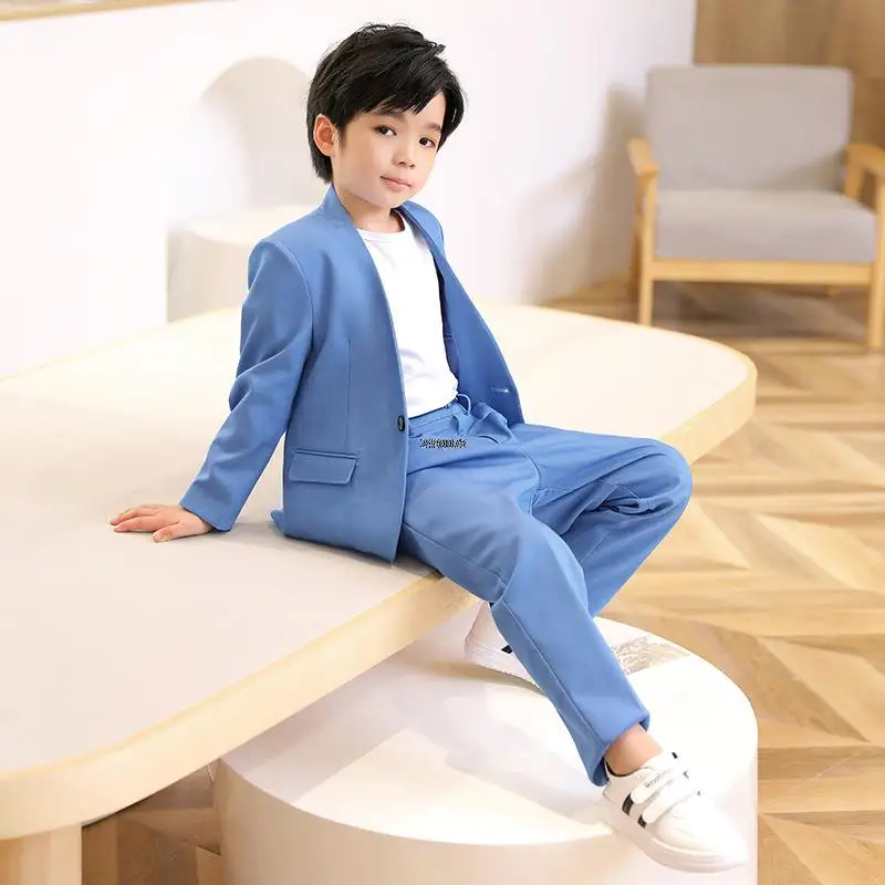 

Children Formal Wedding Suit Kids Jacket Pants Photograph Dress Flower Boy Birthday Tuxedo Suit Children Graduation Costume