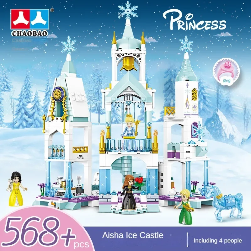 Juego de bloques de construcción de Castillo de hielo de princesa de Frozen, Mini figura de bloques de construcción de Anime, regalo para niños,