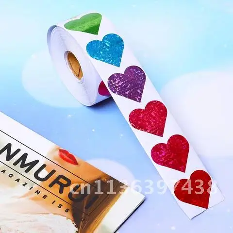 500 Roll/pcs Heart Stickers Labels Seal Stickers Scrapbooking Gift Stationery Sticker for Package and Wedding Decoration