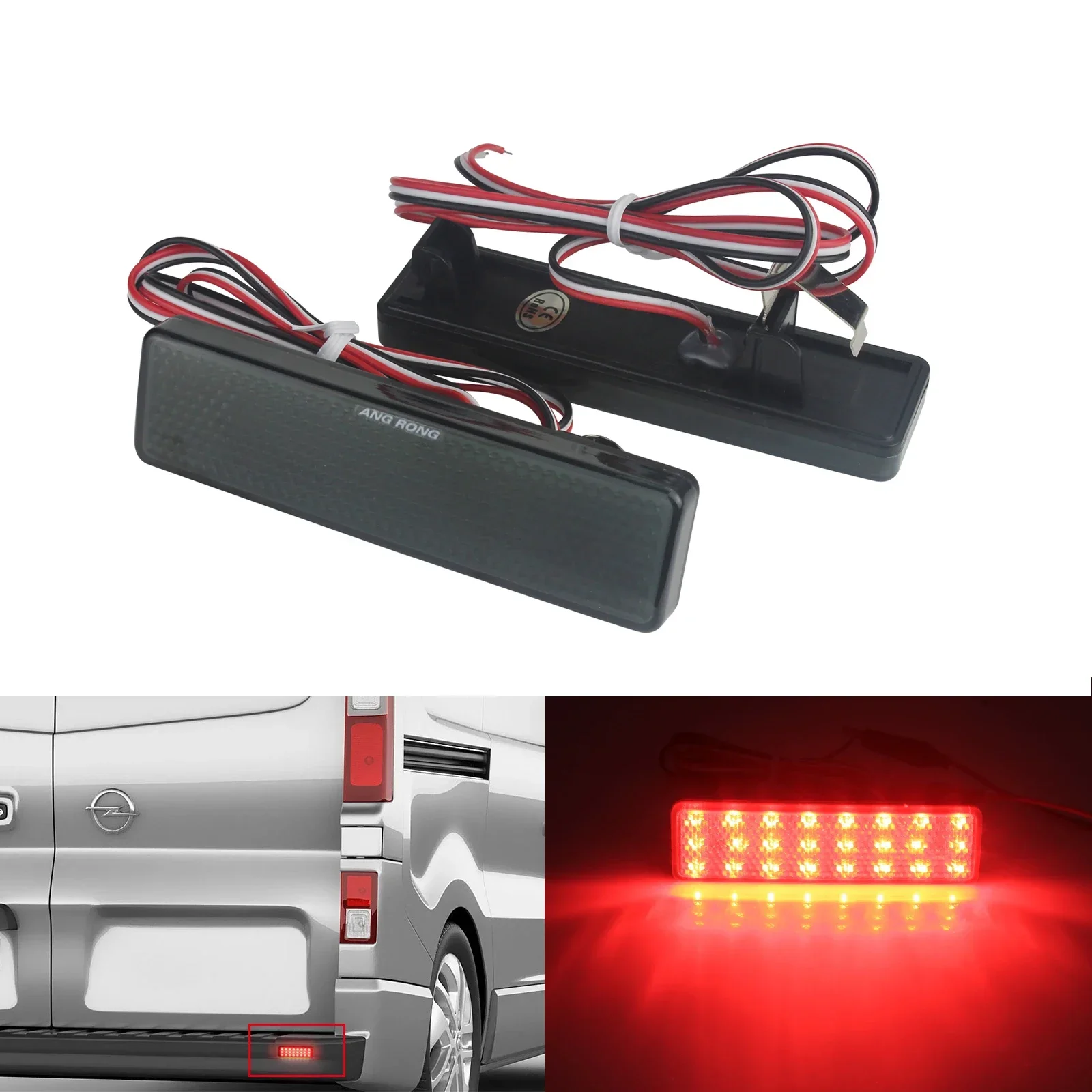 

Black Smoked LED Rear Bumper Reflector Stop Brake Light For Opel Vauxhall Vivaro Movano A Renault Master Trafic Nissan Primastar