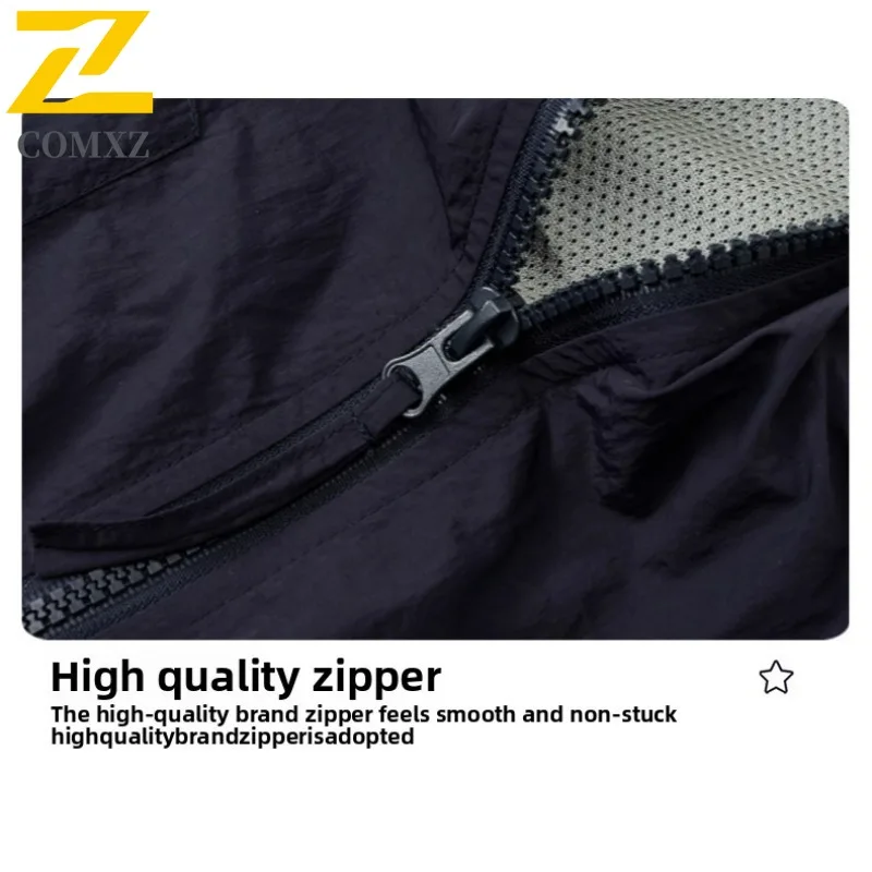 COMXZ 2025 Autumn Men High Quality Patchwork Stand Collar Workwear Jacket Unisex Waterproof Youth Trendy Coat