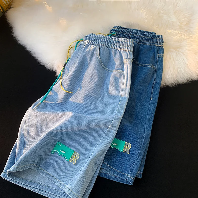 Men's Summer Korean Style Shorts Male Wide Leg Pants Fashion Jeans Denim Baggy Clothes Casual Men's Harajuku Joggers  Shorts